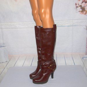 New Attitude Faux Leather Boots Knee-high Size 9.5 Brown Fashion Boots